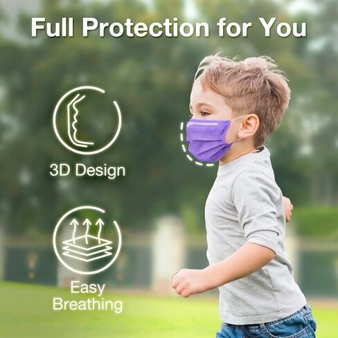 Medtecs Kids Face Mask Disposable - 2 Sizes Option (Child/Youth) 50 PCs - Comfy 3-Ply Breathable Children Masks, The Better & Safer Choice - Youth | Cobalt Blue in Kuwait