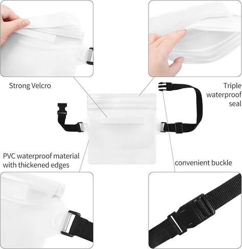 2-Pack Waterproof Pouch with Adjustable Waist Strap, Waterproof Dry Bag, Keeps Cell Phones and Valuables Safe and Dry, Perfect for Kayaking, Beach, Camping and Swimming (Black + Red) in Saudi Arabia