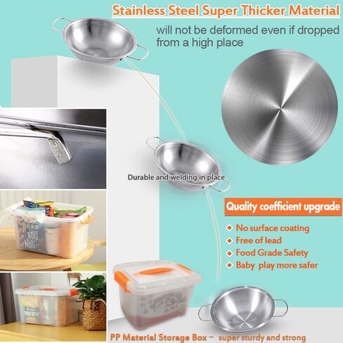 Mini Stainless Steel Kitchen Toys Cooking Utensils Set - Pretend Play Pots Pans Toy Cookware Kits for Kids Cooking Utensil Set ,Role Play Educational Toys for Toddlers (Color Paper Box Packaging) in Saudi Arabia