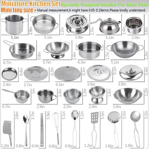 Mini Stainless Steel Kitchen Toys Cooking Utensils Set - Pretend Play Pots Pans Toy Cookware Kits for Kids Cooking Utensil Set ,Role Play Educational Toys for Toddlers (Color Paper Box Packaging) in Saudi Arabia