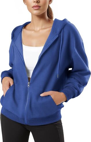 GIVON Women's Oversized Zip Up Hoodie Lightweight Thin Long Sleeve Hooded Sweatshirt with Pockets in Kuwait
