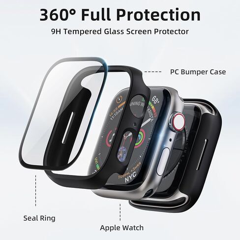 2 Pack Hard PC Case for Apple Watch Series 9/8/7 Screen Protector 41mm, with 9H Tempered Glass Screen Protector, Full Protective Cover for iWatch Ultra Accessories 41mm, White in Kuwait