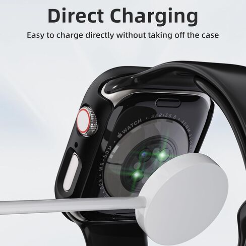 2 Pack Hard PC Case for Apple Watch Series 9/8/7 Screen Protector 41mm, with 9H Tempered Glass Screen Protector, Full Protective Cover for iWatch Ultra Accessories 41mm, White in Kuwait