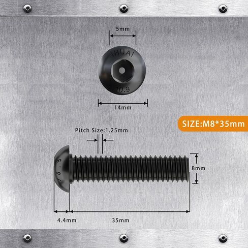 M8-1.25 x 20mm Button Head Socket Cap Screws Bolts, 10.9 Grade Alloy Steel, Black Oxide Finish, Machine Thread, Allen Socket Drive, Quantity 20 in Saudi Arabia