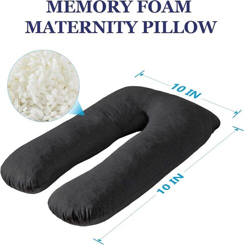 EDUJIN Memory Foam Pregnancy Pillows for Sleeping - Cooling Cotton Cover - U-Shape Full Body Maternity Pillow,Body Pillows for Adults,Pregnancy Pillow for Women,Pregnancy Must Haves(Black) in Saudi Arabia