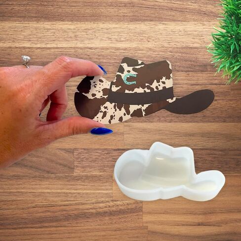Cowboy Hat Big Car Freshie Silicone Mold | 3x5.7" for Scented Aroma Beads Car Candle, Soap Oven Safe to Bake Heat Resistant Boot, Smiley Face, Disco in Saudi Arabia
