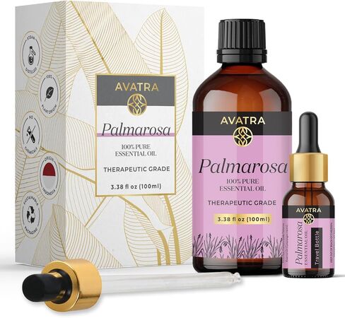 Avatra Rose Essential Oil for Diffuser, Perfume, Skin, Hair, Aromatherapy | Pure & Natural Essential Oil for Massage, Bath, Soap, Candles | Premium Grade with Glass Dropper- 3.38 Fl Oz in Saudi Arabia