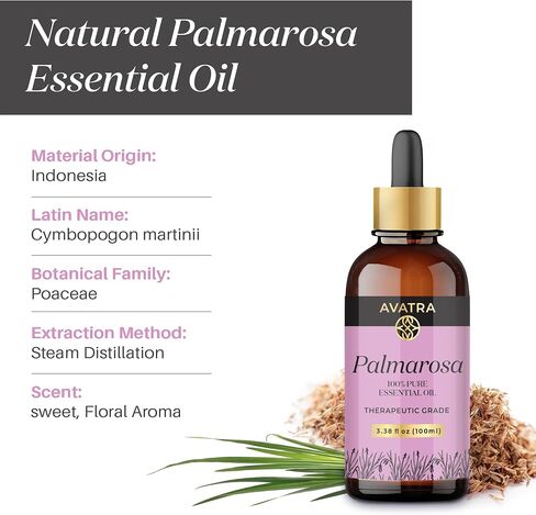 Avatra Rose Essential Oil for Diffuser, Perfume, Skin, Hair, Aromatherapy | Pure & Natural Essential Oil for Massage, Bath, Soap, Candles | Premium Grade with Glass Dropper- 3.38 Fl Oz in Saudi Arabia