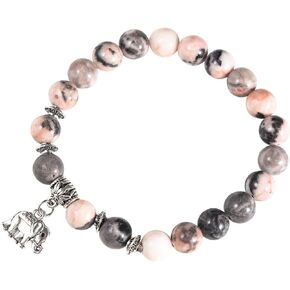 Stretchy Stone Bead Elephant Charm Bracelet Bangle Reiki Healing Crystal Seeds Animal Bracelet for Women Men Girl Boy Teen Good Luck Yoga Meditation Christmas Jewelry Gift