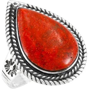 Turquoise Ring Sterling Silver 925 Genuine Gemstones Size 6 to 11