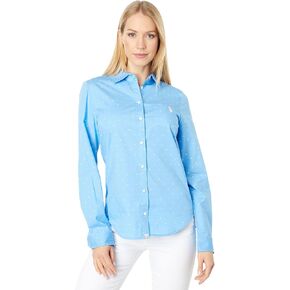 Long Sleeve Dot Stretch Poplin Shirt