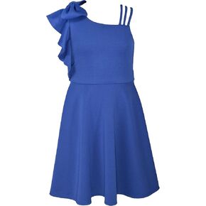 Bonnie Jean Girls 7-16 Shoulder Bow Ruffle Scuba Skater Dress
