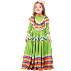 فستان مكسيكي للفتيات، فستان مكسيكي تقليدي، فستان سينكو دي مايو فييستا، فستان رقص فولكلوريكو للأطفال in Kuwait