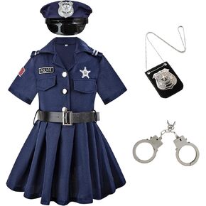 Police Officer Costume for Girls Halloween Cop Dress Up Cosplay Costume