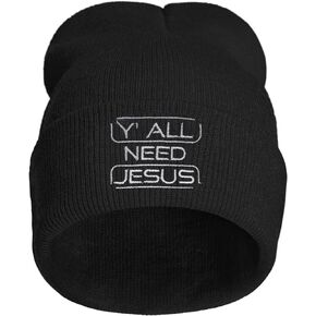 Embroidery Beanie for Men & Women, Multi-Season Stretch Skull Knit Hats, Winter Warm Beanie