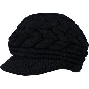 Andiker Winter Knit Hat for Women, Slouchy Beanies Cap with Brim, Warm Fleece Lined Women Thick Hat