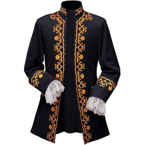 CosplayDiy Men's Colonial Military Tailcoat Costume 18th Century Medieval Regency Tailcoat Jacket