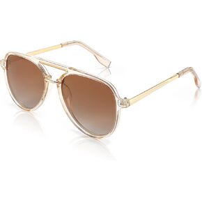 FEISEDY Vintage Aviator Polarized Metal Plastic Sunglasses Women Men Classic 70s UV400 Protection for Driving Fishing B0031