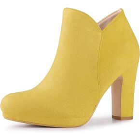 Perphy Platform Round Toe Chunky High Heels Ankle Boots for Women