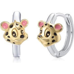 Leopard Earrings for Women 925 Sterling Silver Small Hoop Cheetah Earrings Hypoallergenic Animals Huggie Earring Jewelry Gifts for Teen Girls Mom Sisters Wife Daughter