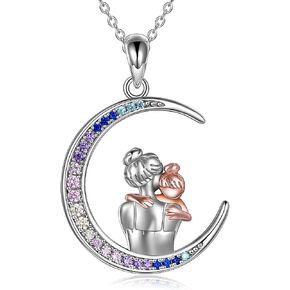Mothers Day Gifts Necklace Sterling Silver Mother Daughter I Love Mom Heart Necklace Jewelry Mothers Day Birthday Wedding Anniversary for Mom Mother from Daughter