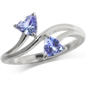 Silvershake Genuine Tanzanite 925 Sterling Silver Modern Style Ring