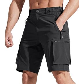 Libin Men's Quick Dry Golf 10" Shorts, Lightweight Hiking Stretch Gear, Travel Fishing Casual Tactical Pockets Shorts