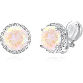 YOQUCOL 10MM Cubic Zirconia Crystal Clip On Stud Earrings Round Non Pierced Earrings For Women