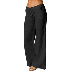 CHARTOU Women's Lightweight Drawstring Waist Wide-Leg Palazzo Yoga Beach Pants