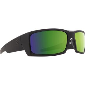 SPY General Sunglasses Soft Matte Black with Happy Bronze Polar with Green Spectra Mirror Lens + Case