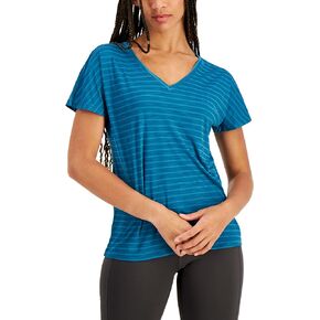 Ideology Women's Shadow-Stripe T-Shirt (Zen Teal, Small)