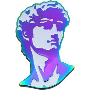 Pinsanity Iridescent Michelangelo's David Statue Bust Enamel Lapel Pin