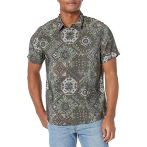 GUESS Men's Short Sleeve Eco Sandwash Shashiko Shirt