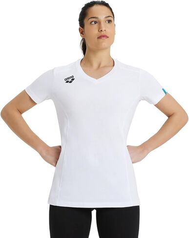 Team Women's Panel Cotton T-Shirt Short Sleeve V-Neck Active Tee Regular Fit Lightweight Athletic Top Gym Training in Saudi Arabia