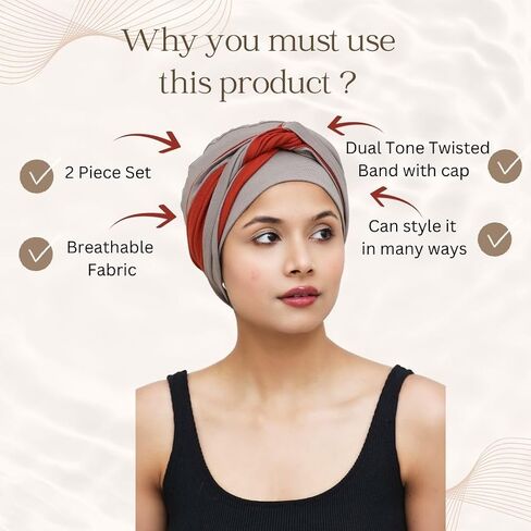 Chemo Bamboo Sleep Cap with Knotted Twisted Headband for Cancer Patients Headwear for Women in Saudi Arabia