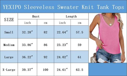YEXIPO Womens Summer Sleeveless V Neck Sweater Vest Fall Loose Casual Knit Tank Tops in Kuwait