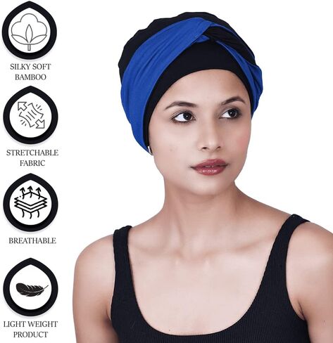 Chemo Bamboo Sleep Cap with Knotted Twisted Headband for Cancer Patients Headwear for Women in Saudi Arabia
