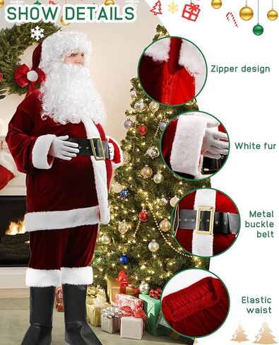 زي سانتا كلوز للرجال زي سانتا الفاخر بدلة سانتا المخملية للبالغين الرجال زي سانتا لحفلات عيد الميلاد in Kuwait