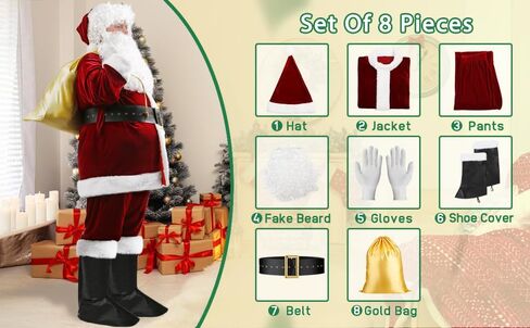 زي سانتا كلوز للرجال زي سانتا الفاخر بدلة سانتا المخملية للبالغين الرجال زي سانتا لحفلات عيد الميلاد in Kuwait