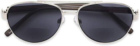 Women's Carmen Full Lens Sunreaders Aviator Sunglasses Black Frame, Grey Lenses, Way Shape in Kuwait
