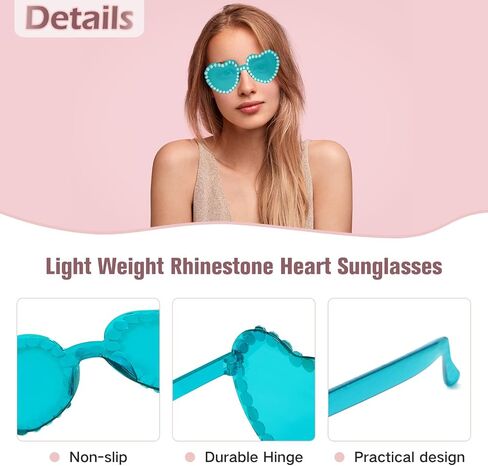 Heart Sunglasses for Women Transparent Rimless Sunglasses Rhinestone Heart Shaped Sunglasses Heart Glasses for Party Favors in Saudi Arabia