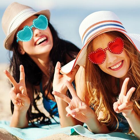 Heart Sunglasses for Women Transparent Rimless Sunglasses Rhinestone Heart Shaped Sunglasses Heart Glasses for Party Favors in Saudi Arabia