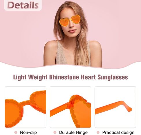 Heart Sunglasses for Women Transparent Rimless Sunglasses Rhinestone Heart Shaped Sunglasses Heart Glasses for Party Favors in Saudi Arabia