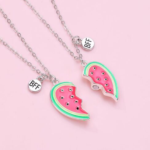 Best Friend Necklace Gifts Friendship Necklace Matching Magnetic Pineapple Watermelon BFF Necklace for 2 Girls Friendship Gifts in Saudi Arabia