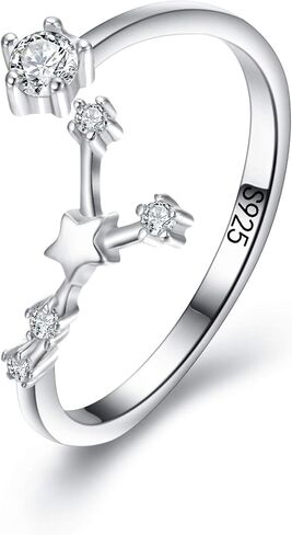 EleQueen Women's 925 Sterling Silver Cubic Zirconia Horoscope Zodiac 12 Constellat Ring Collection Birthday Gift, Valentine's Day/Mother's Day/Christmas Jewelry Gift for Girlfriend/Mom in Kuwait