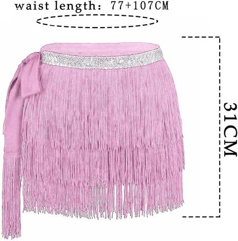 تنانير الرقص النسائية، تنورة الورك، تنورة بشراشيب، وشاح الورك على الشاطئ، زي الحفلات (وردي) in Kuwait