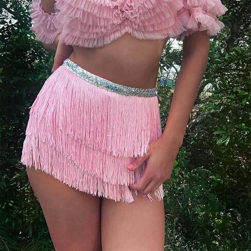 تنانير الرقص النسائية، تنورة الورك، تنورة بشراشيب، وشاح الورك على الشاطئ، زي الحفلات (وردي) in Kuwait