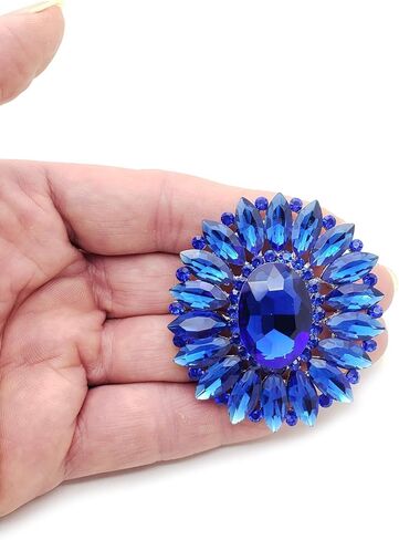 قطعة بيان المرأة أنيقة البيضاوي كريستال حجر الراين زهرة بروش دبوس in Kuwait