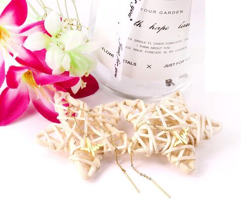 316L Stainless Steel Long Threader Dangle Earrings for Women Girls Gold in Saudi Arabia