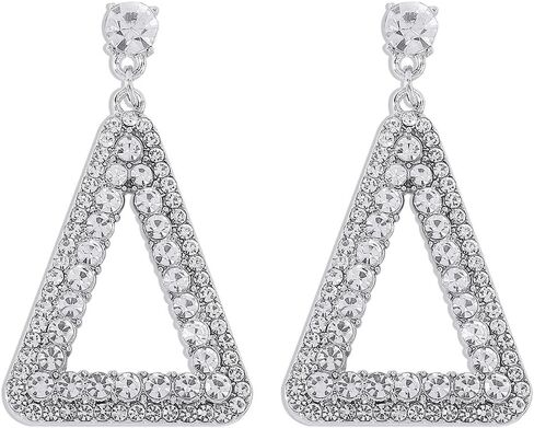Rhinestone Big Triangle Dangle Earrings for Women Girls Hypoallergenic Crystal Long Geometric Charms Drop Dangling Stud Fashion Lightweight Wedding Christmas Birthday Party Jewelry Chic Gifts for Friends in Saudi Arabia